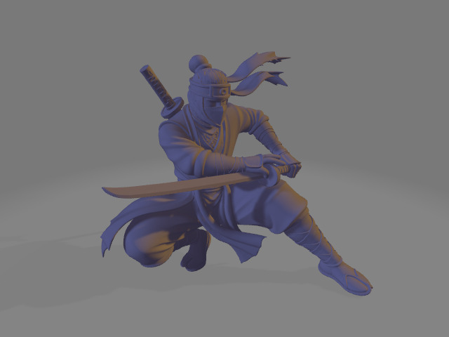 Anime Style Ninja Warrior Pose 3D print model_4