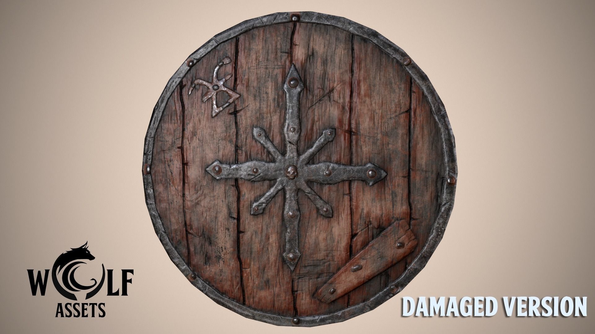 PBR Wooden Shield Pack Low-poly 3D model_0