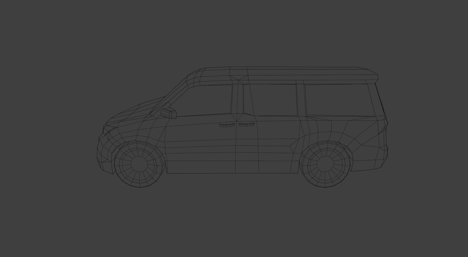 Low Poly Modern Generic Passenger Van  Low-poly 3D model_5