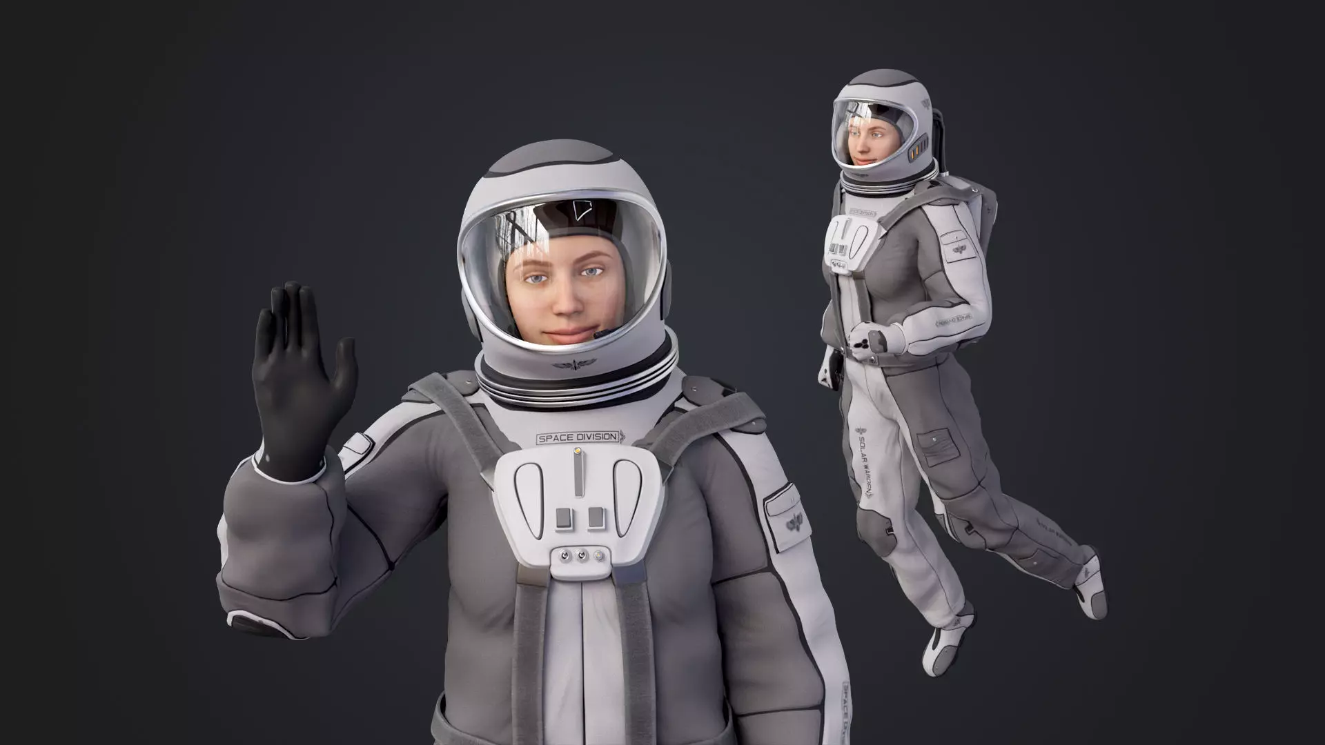Space suit women 3D model_0