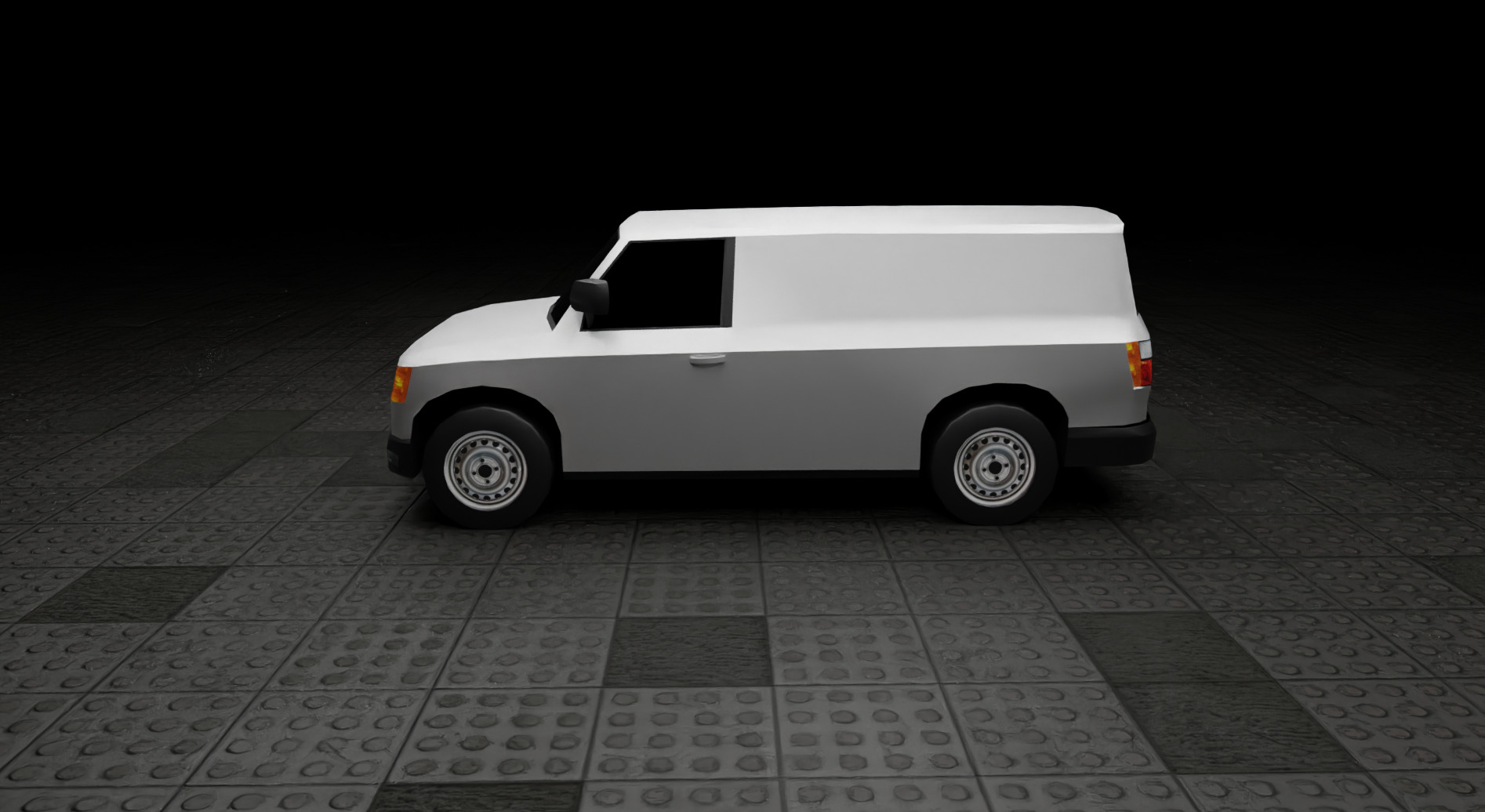 Low Poly Modern Generic Cargo Van  Low-poly 3D model_4