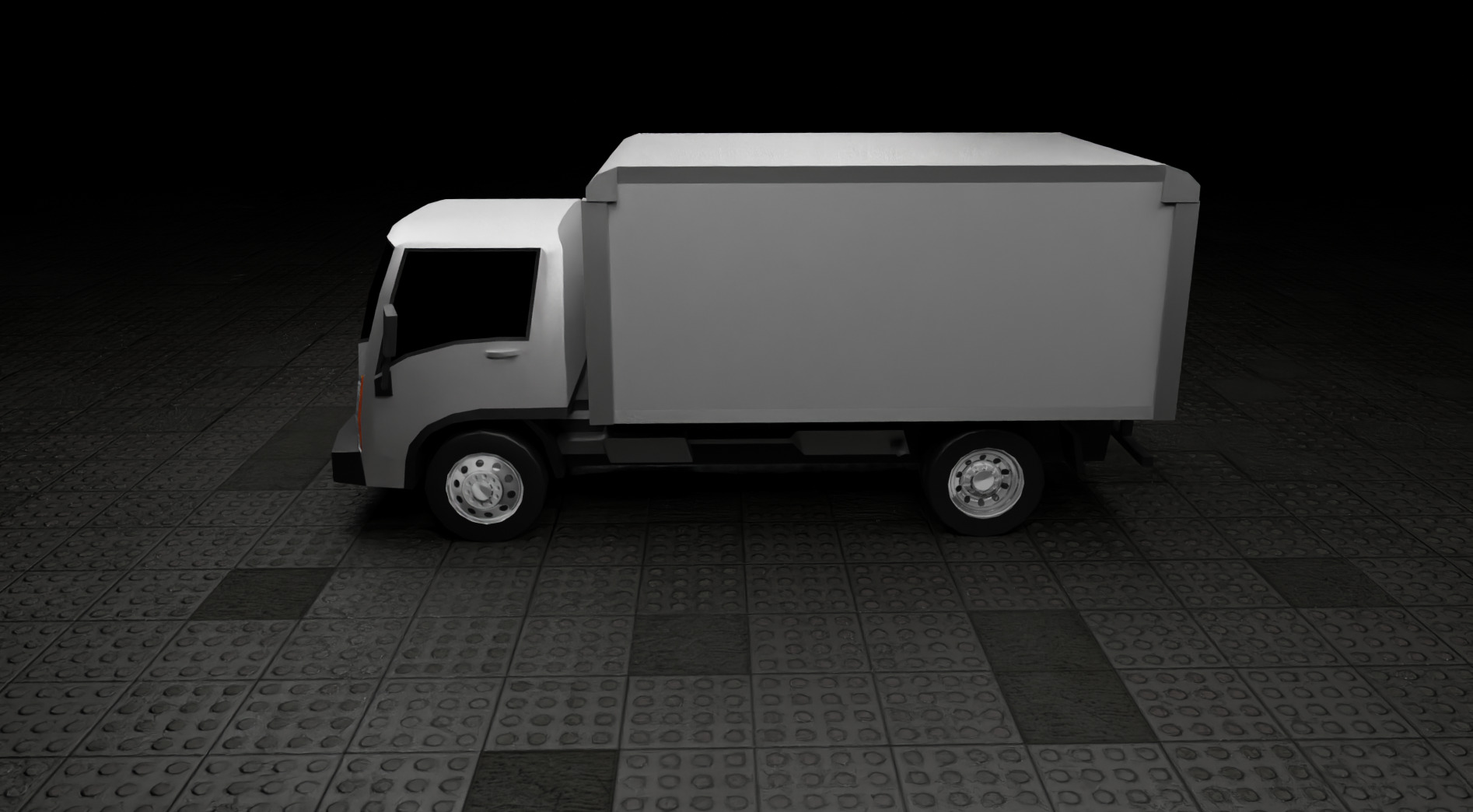 Low Poly Modern Generic Box Truck  Low-poly 3D model_4