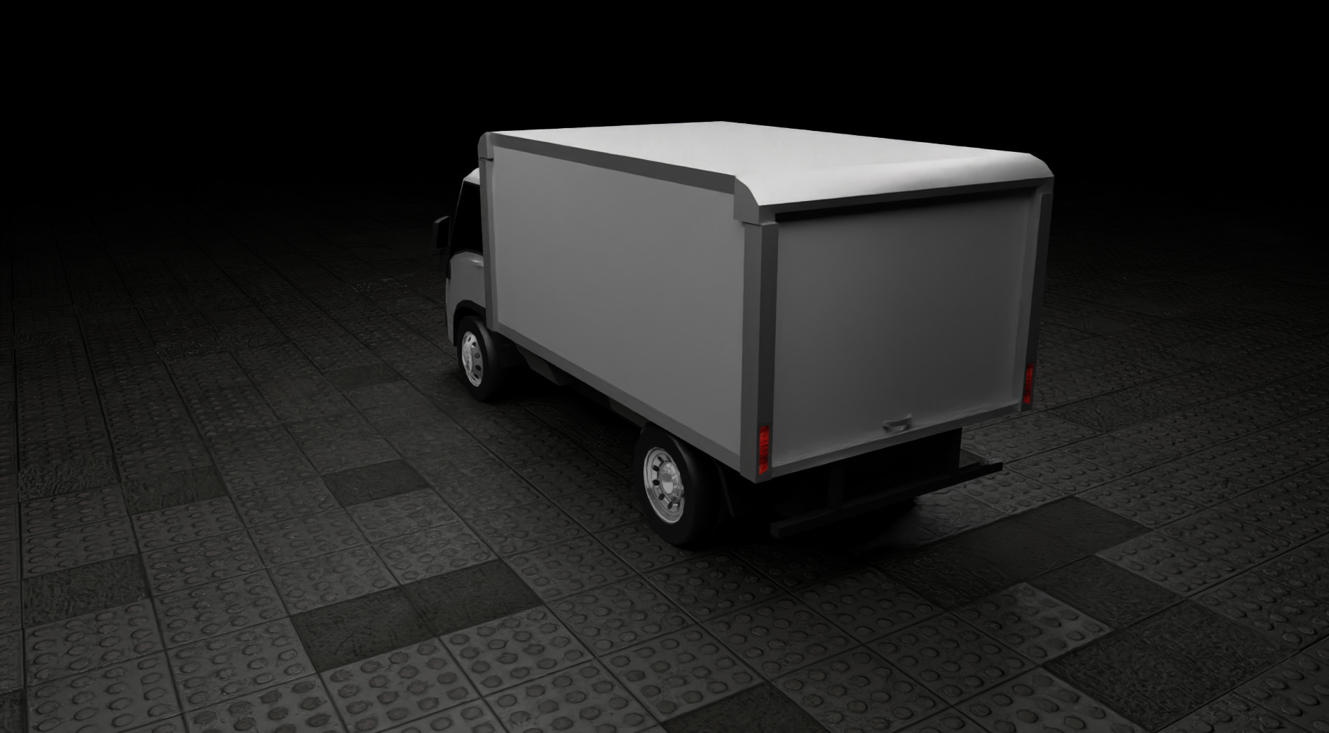 Low Poly Modern Generic Box Truck  Low-poly 3D model_6