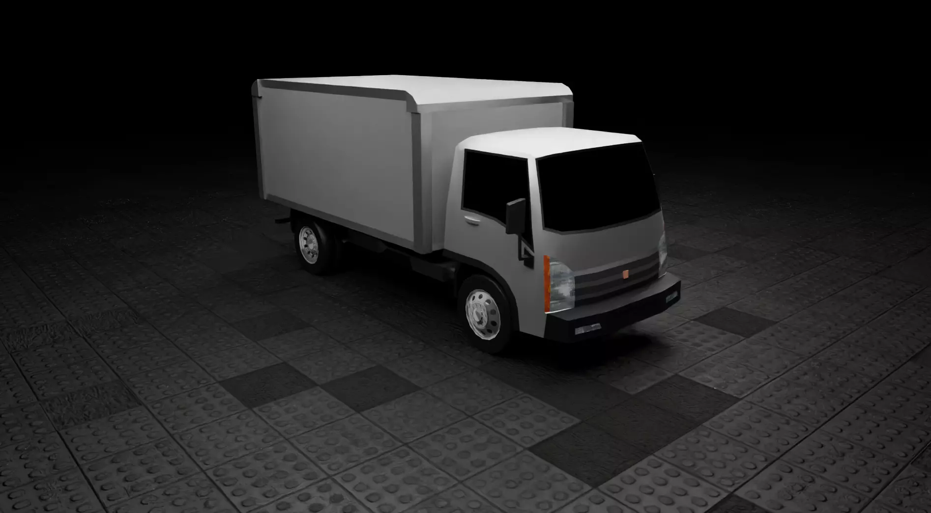 Low Poly Modern Generic Box Truck  Low-poly 3D model_0
