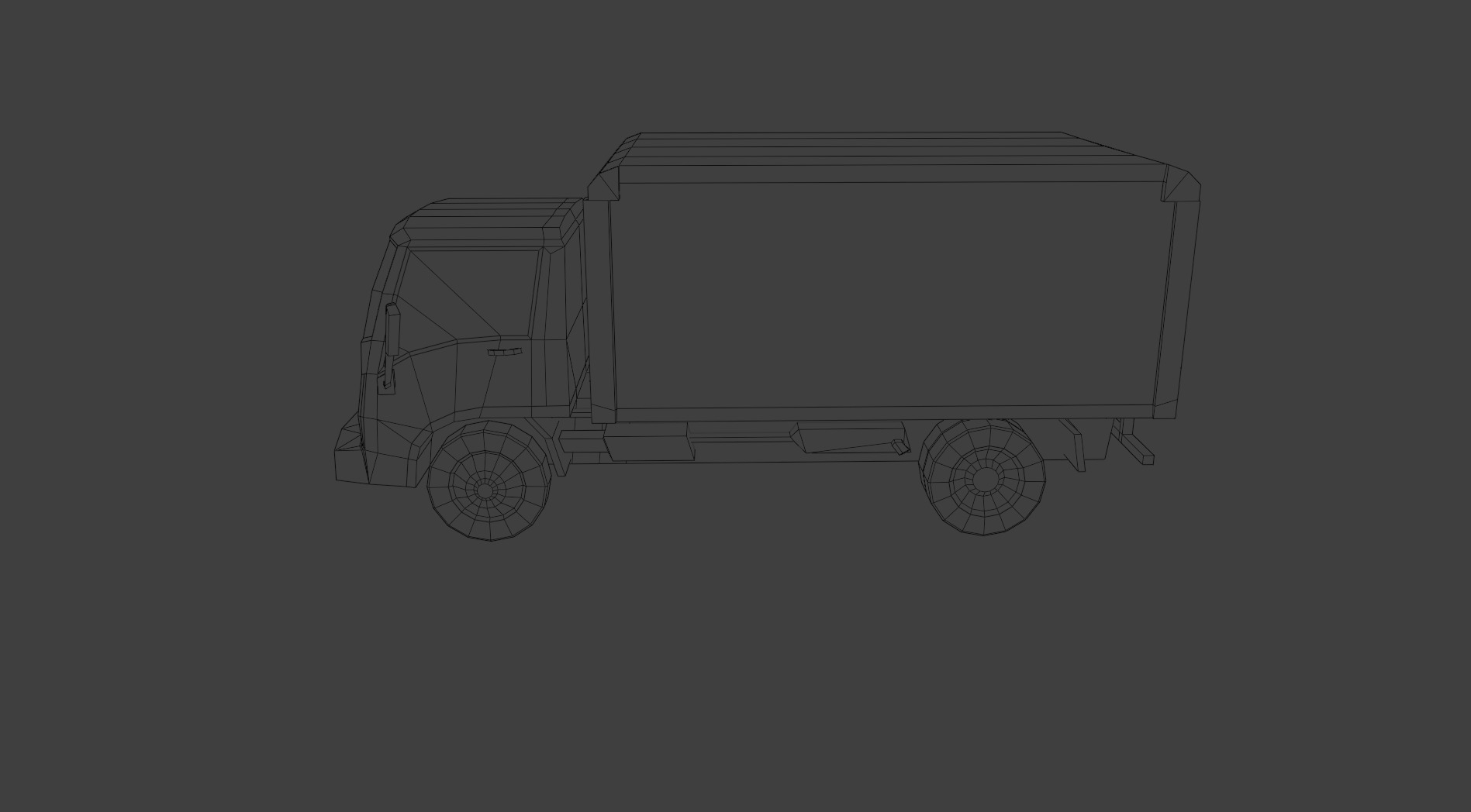 Low Poly Modern Generic Box Truck  Low-poly 3D model_5