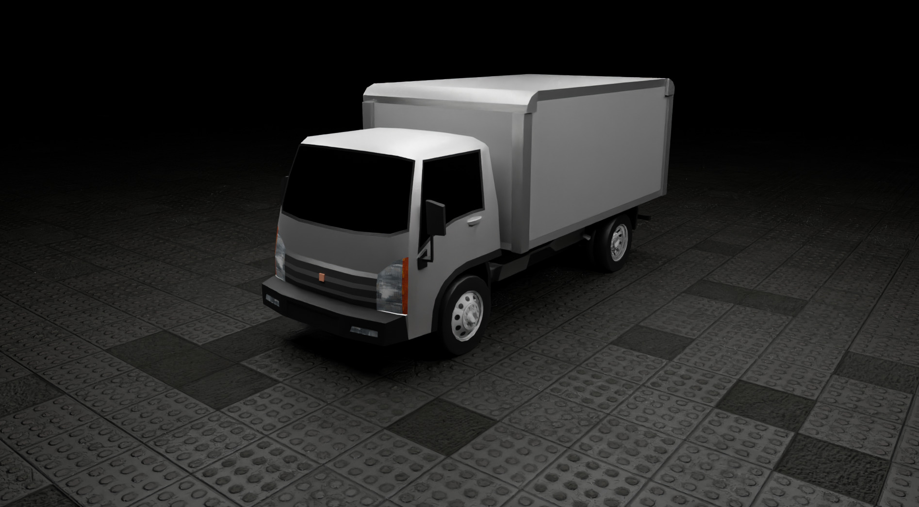 Low Poly Modern Generic Box Truck  Low-poly 3D model_2