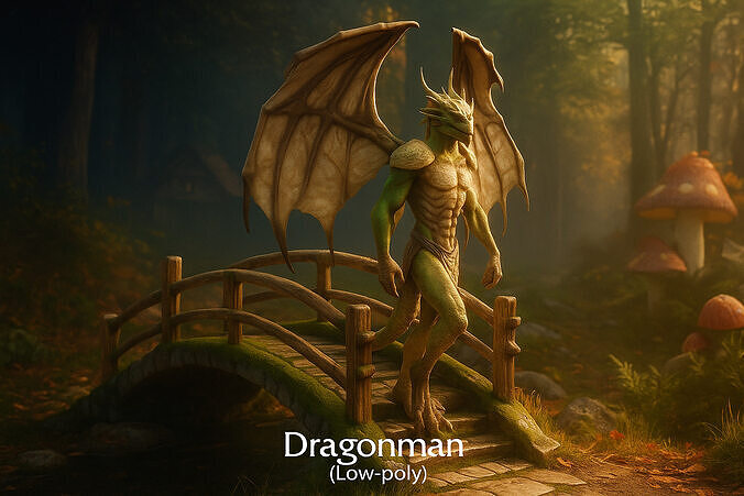 Dragon Warrior Creature Low-poly 3D model