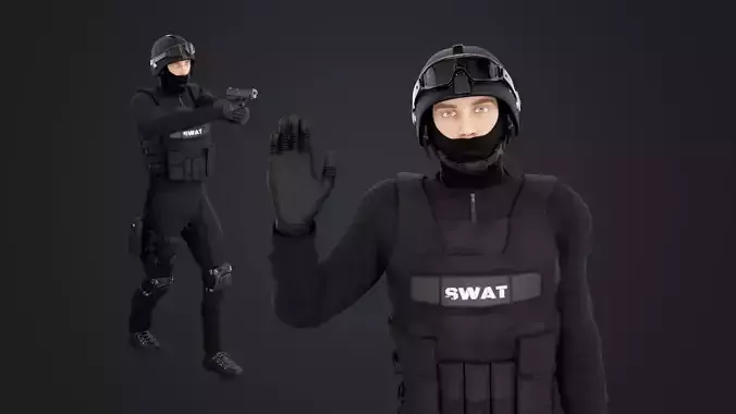 SWAT Man Low-poly 3D model