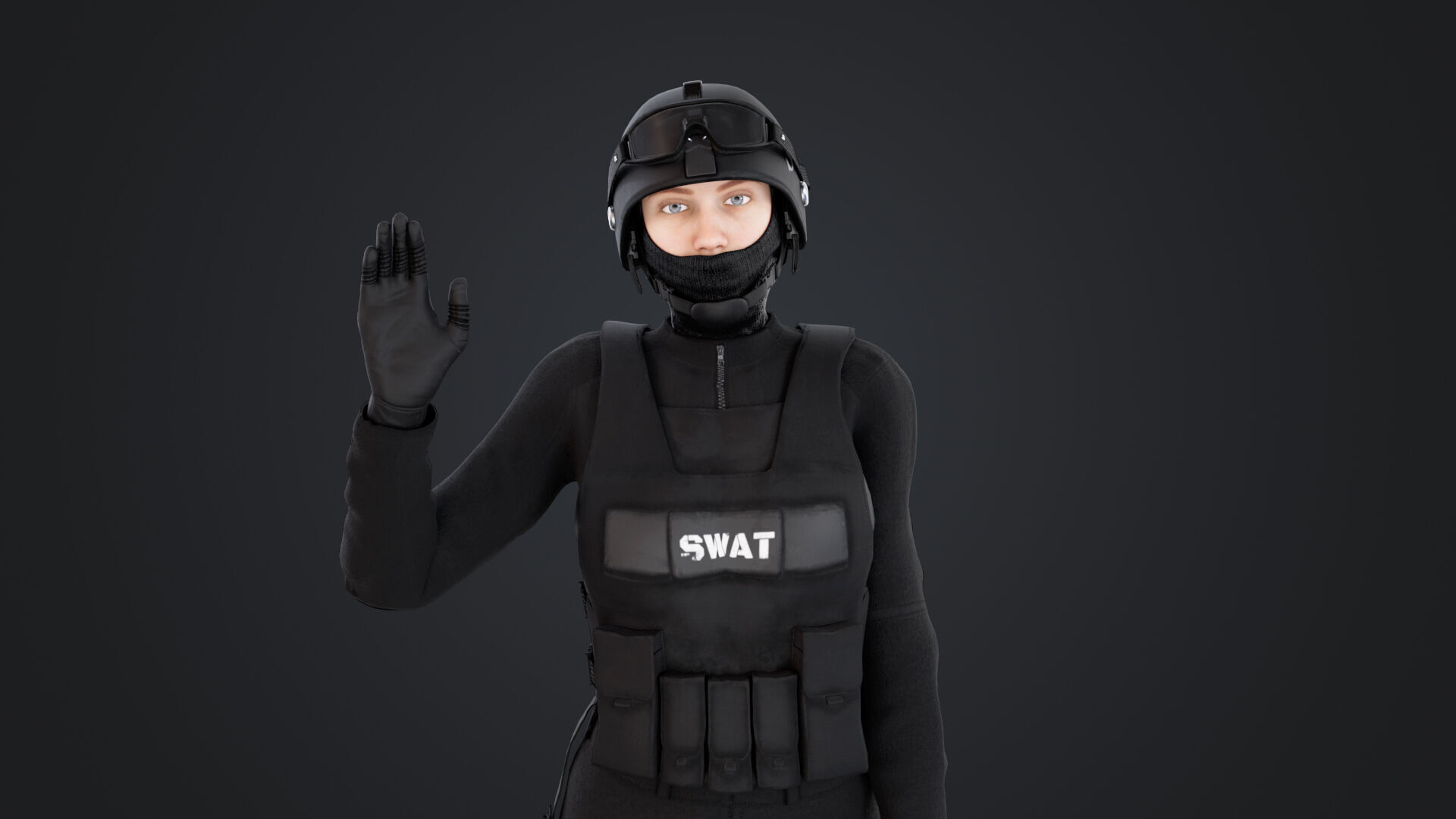 Female SWAT Officer 3D model_1