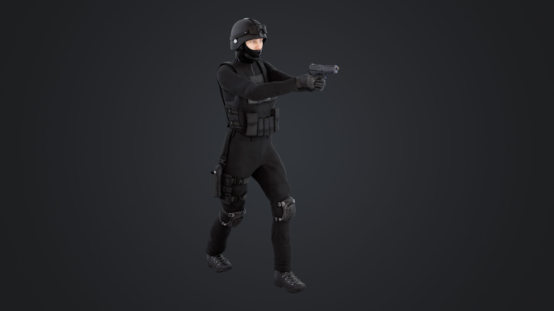 Female SWAT Officer 3D model_3