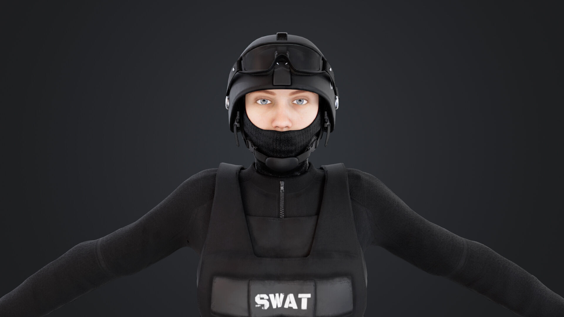 Female SWAT Officer 3D model_10