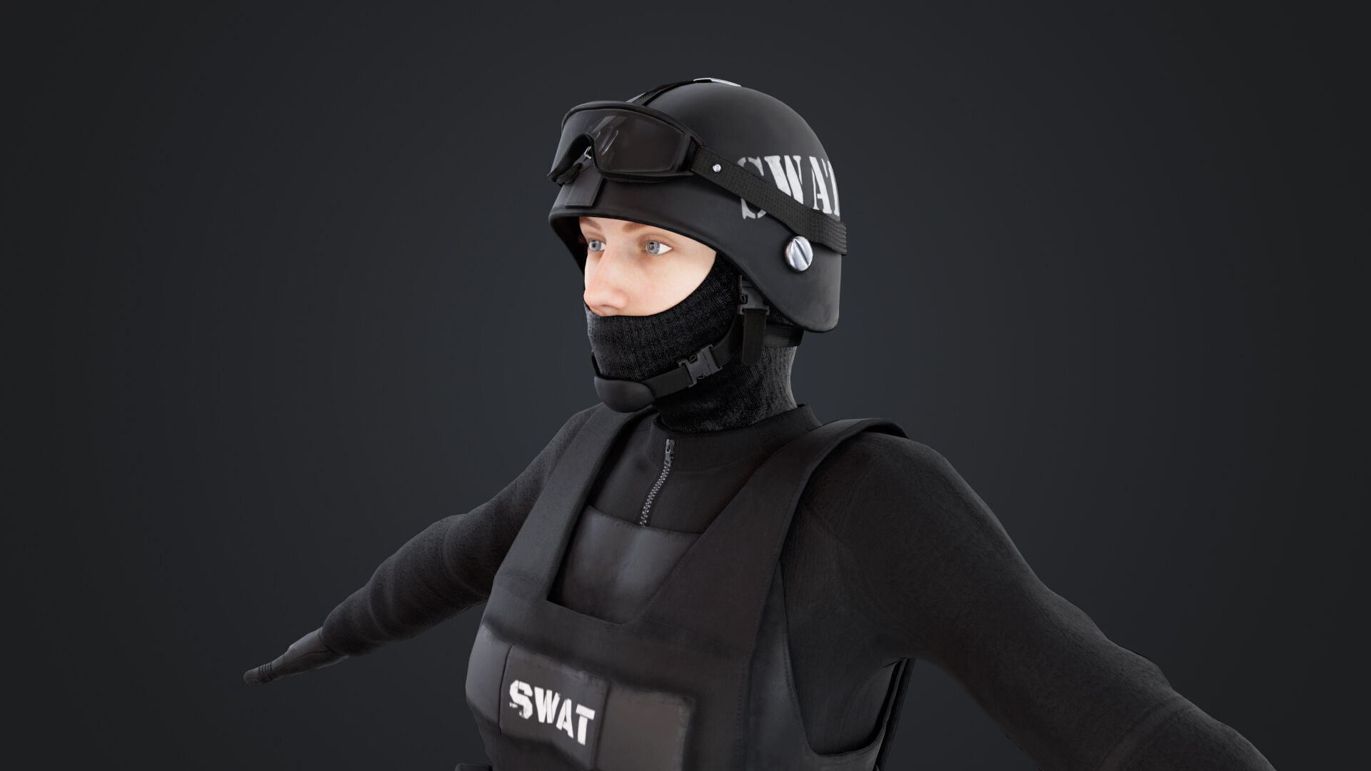 Female SWAT Officer 3D model_11