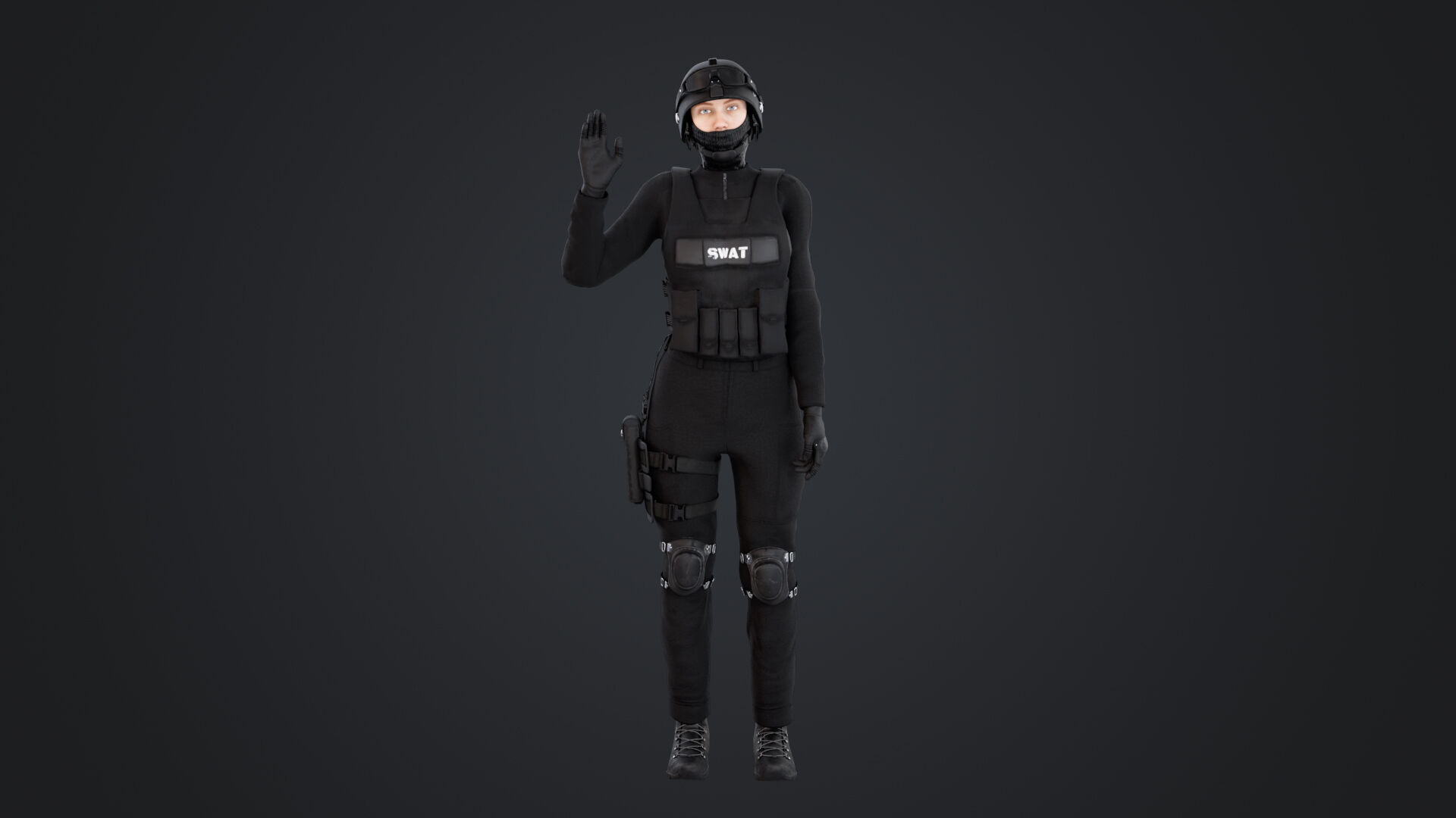 Female SWAT Officer 3D model_2