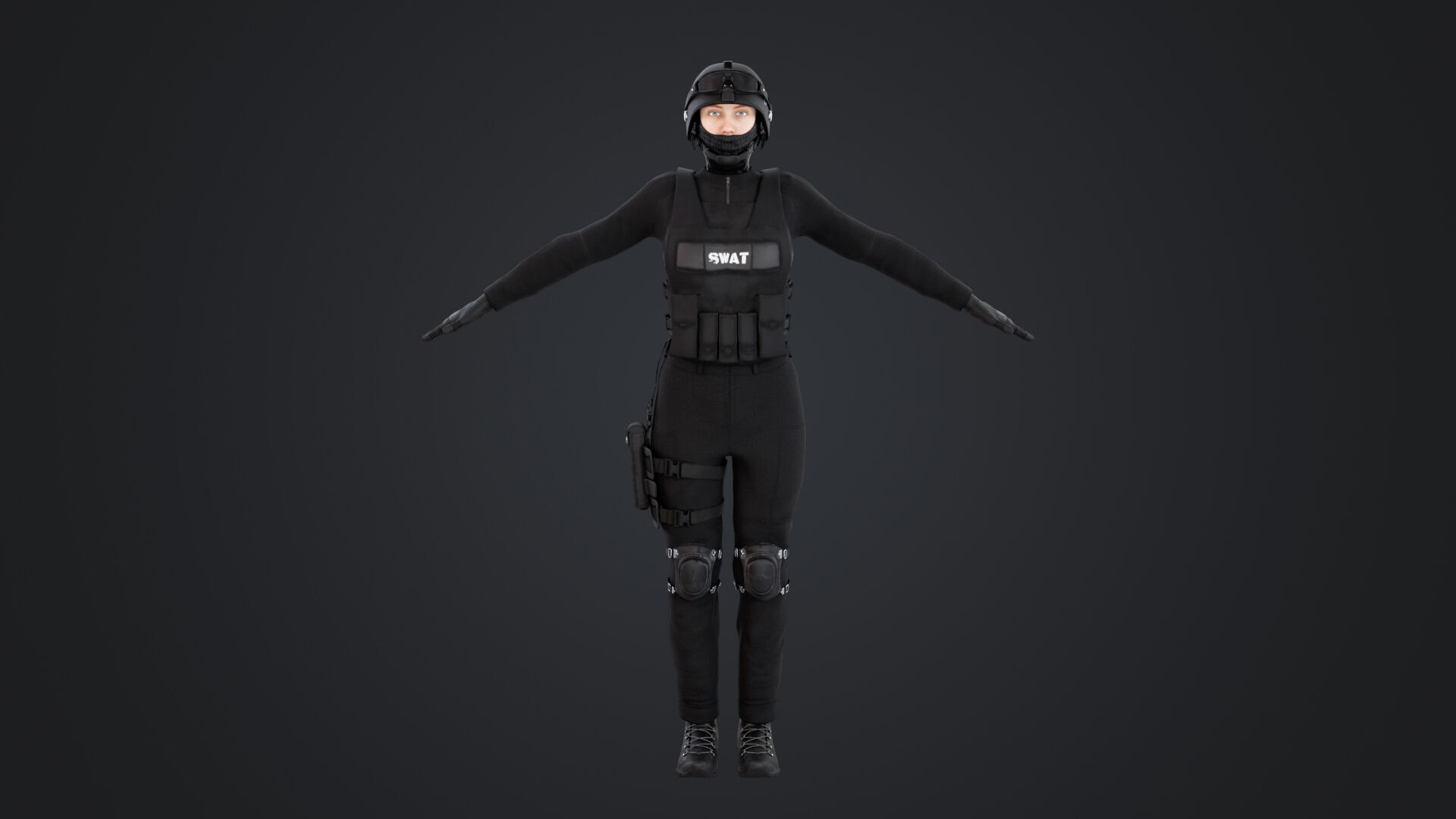 Female SWAT Officer 3D model_5