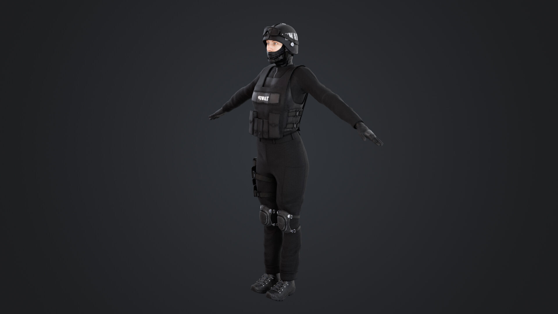 Female SWAT Officer 3D model_6