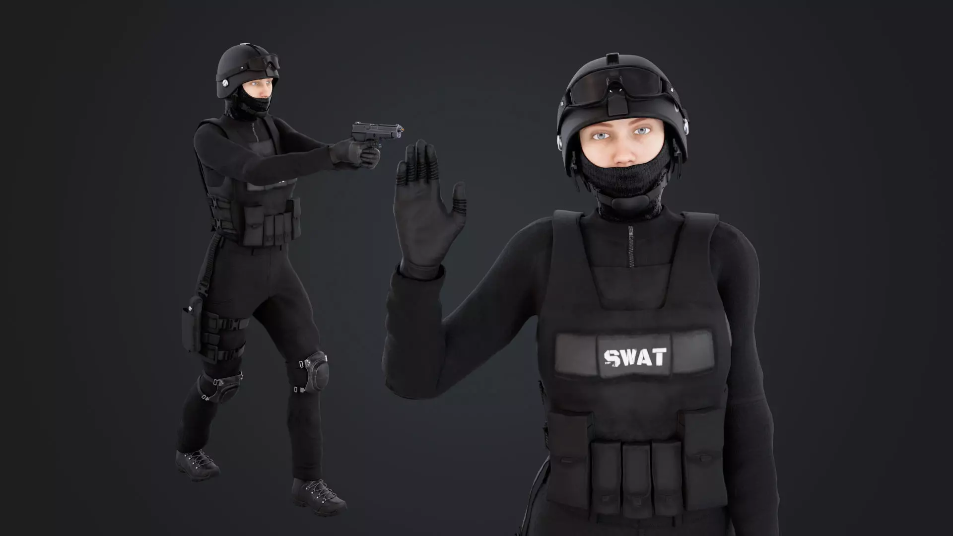 Female SWAT Officer 3D model_0