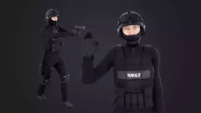 Female SWAT Officer 3D model Female SWAT Officer 3D model