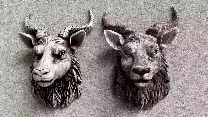 Deer Head Sculpture Low-poly 3D model