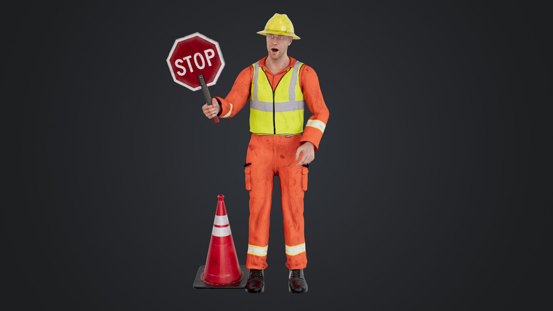Road Worker 3D model_2