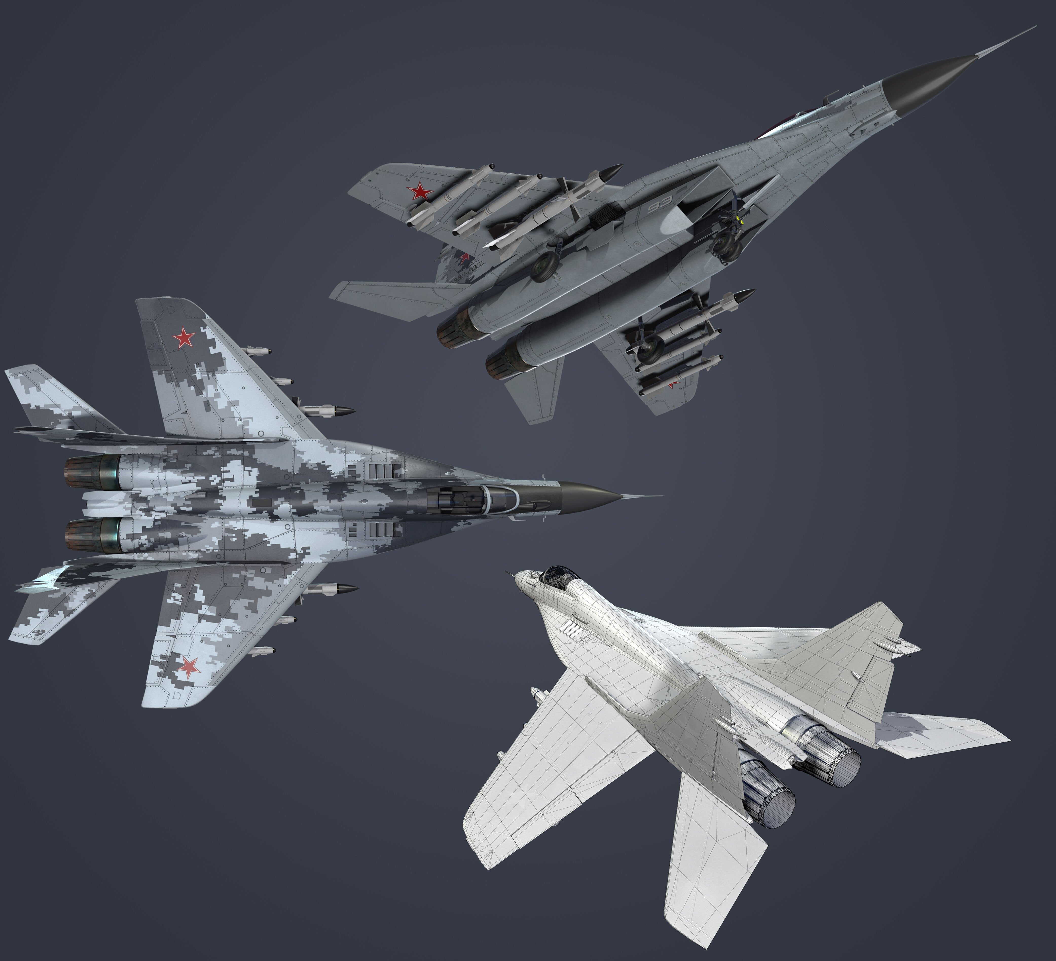 Mig29 Low-poly 3D model_9