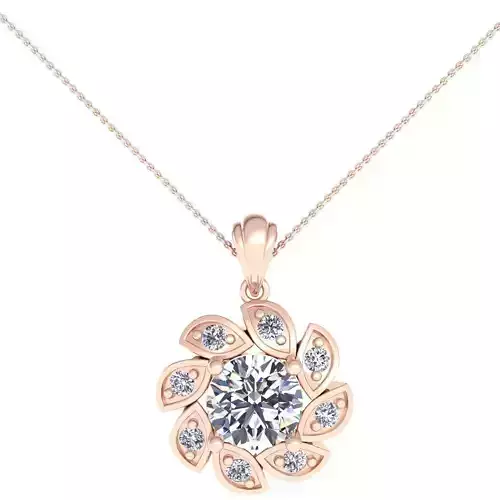 Flower Diamond Pendent 3d Model and Render