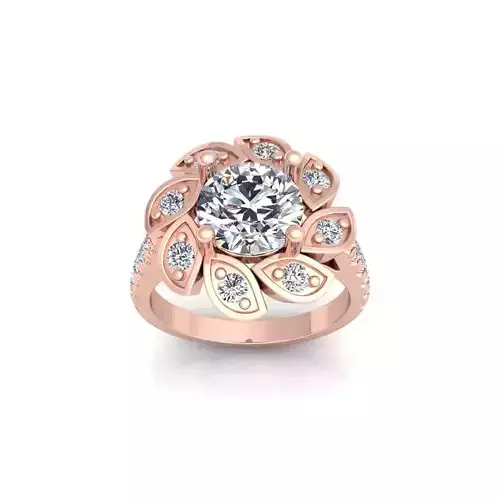 Flower Diamond Ring 3d Model and Render