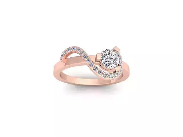 Twist Engagement Diamond Ring 3d Model and Render  3D print model