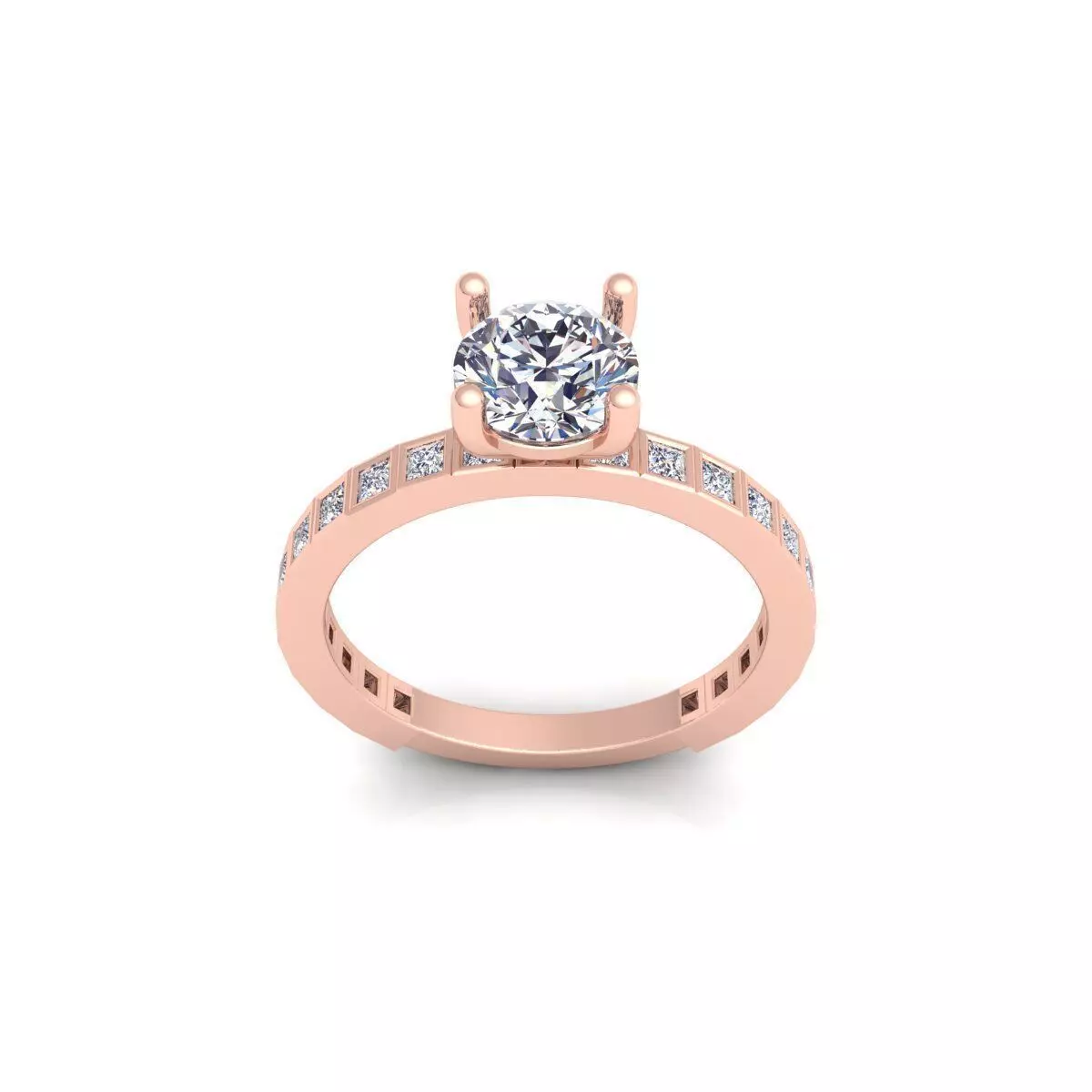 Solitaire Diamond Ring 3d Model and Render 3D print model_0
