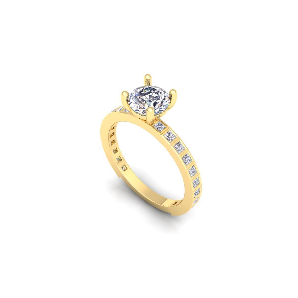 Solitaire Diamond Ring 3d Model and Render 3D print model_9