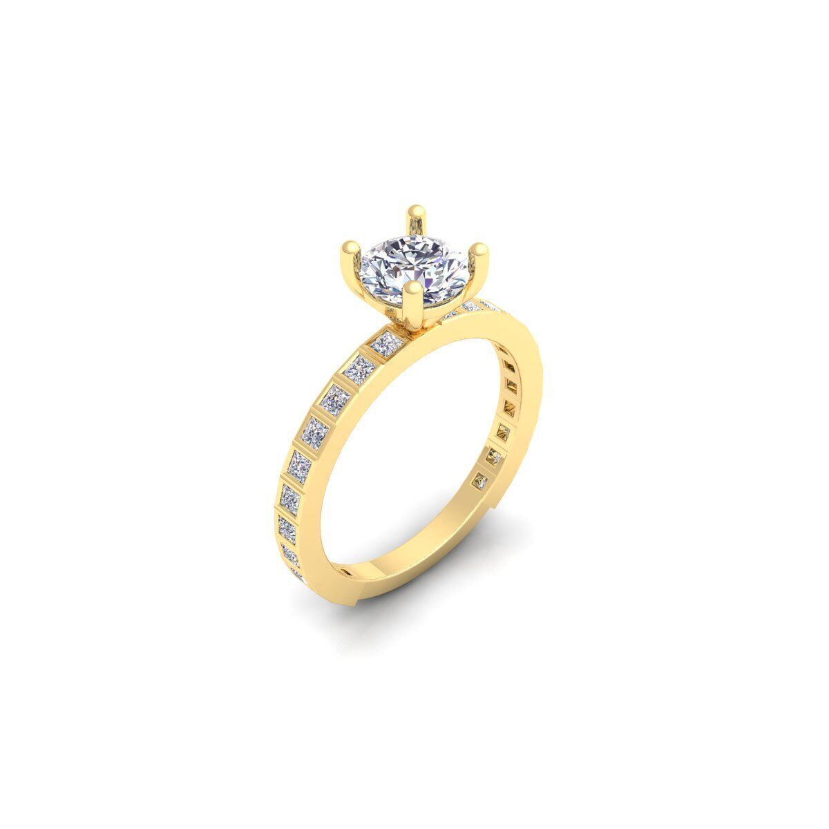 Solitaire Diamond Ring 3d Model and Render 3D print model_6