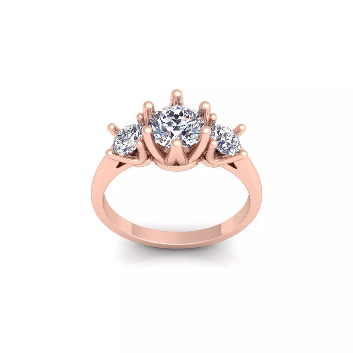 3 Stone Diamond Ring 3d model and Render 3D print model_0