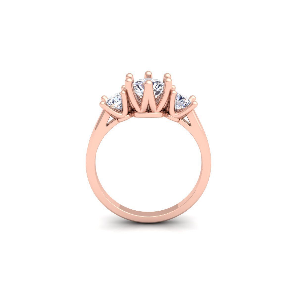 3 Stone Diamond Ring 3d model and Render 3D print model_4