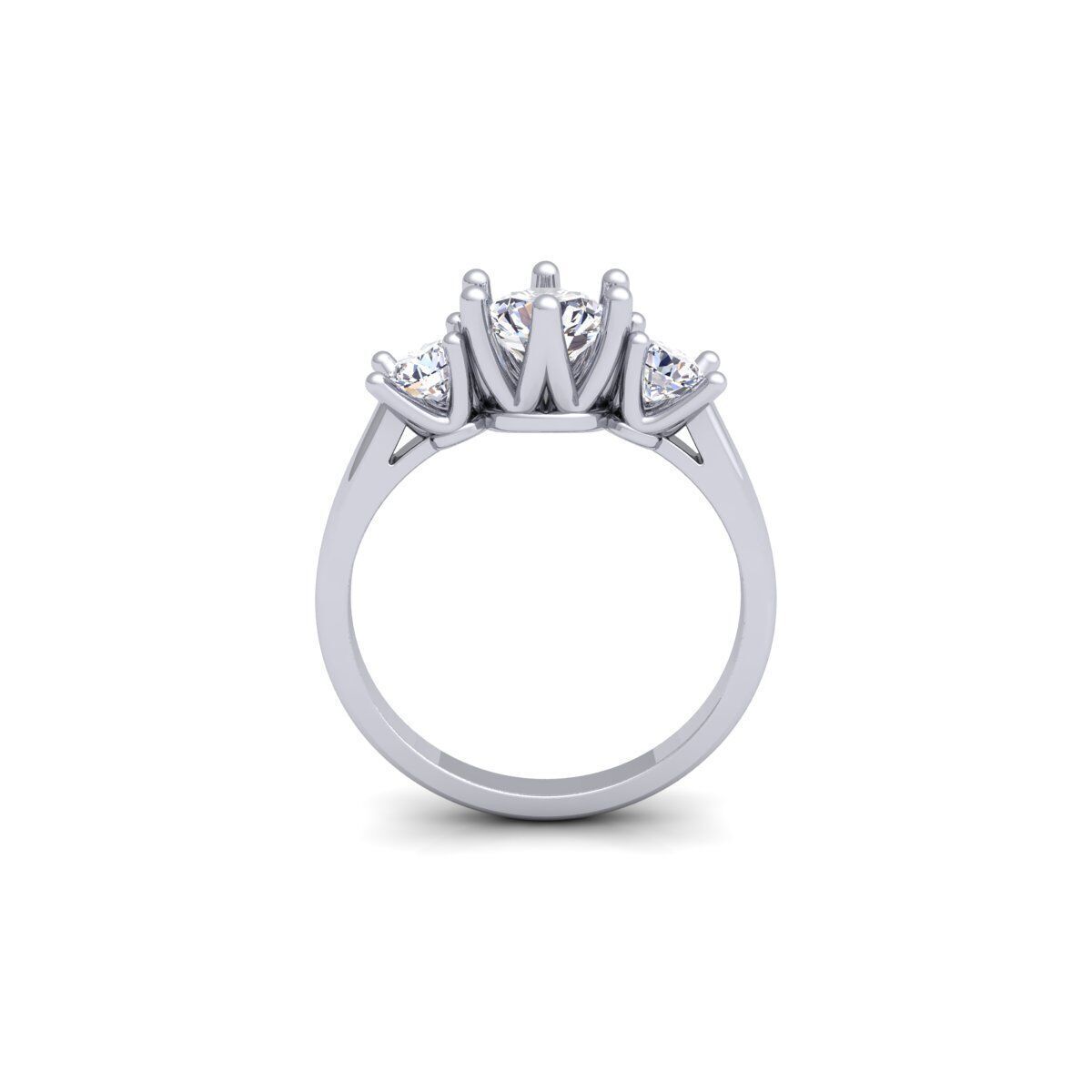 3 Stone Diamond Ring 3d model and Render 3D print model_5