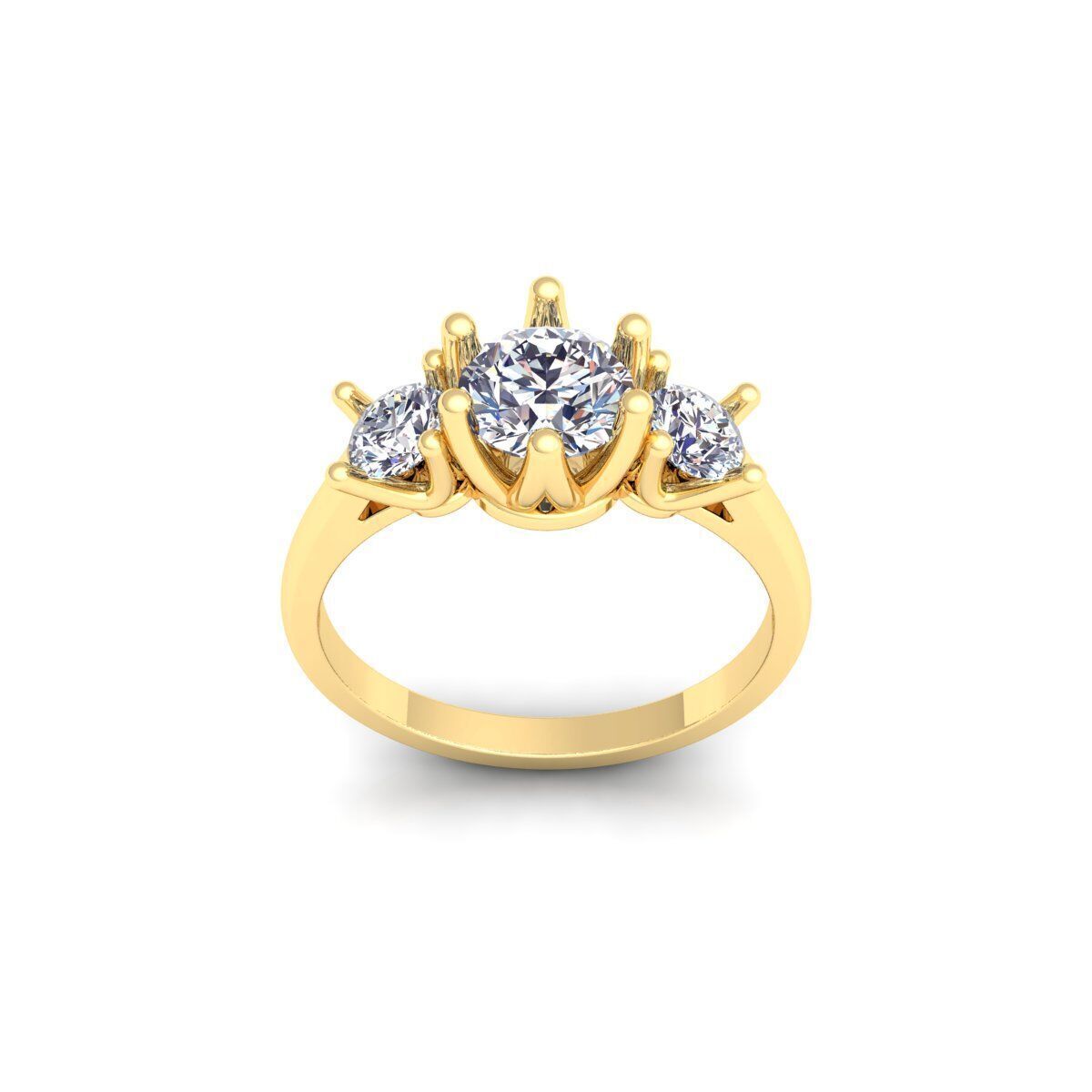 3 Stone Diamond Ring 3d model and Render 3D print model_1