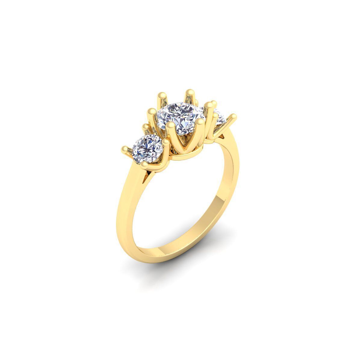 3 Stone Diamond Ring 3d model and Render 3D print model_6