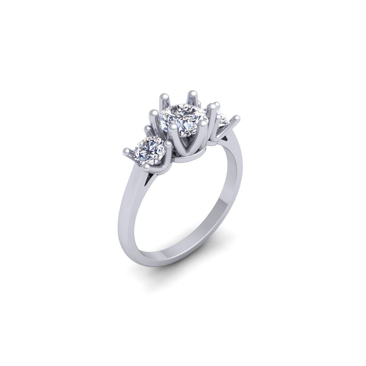 3 Stone Diamond Ring 3d model and Render 3D print model_8