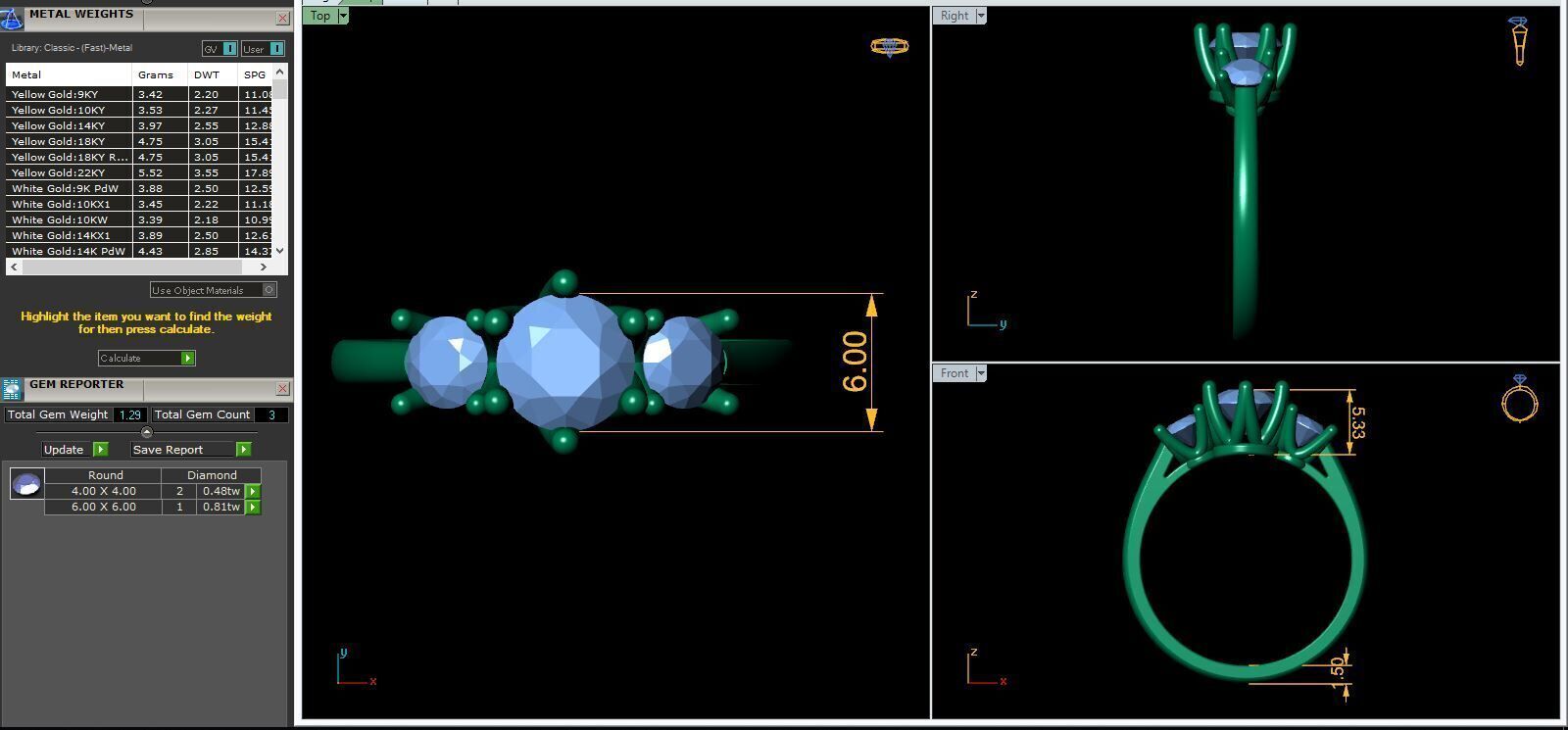 3 Stone Diamond Ring 3d model and Render 3D print model_12