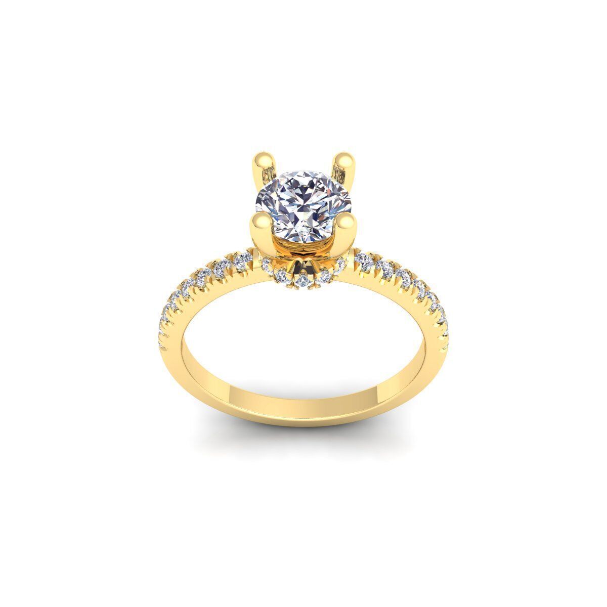 Round Solitaire Engagement Ring 3d Model and Render 3D print model_1