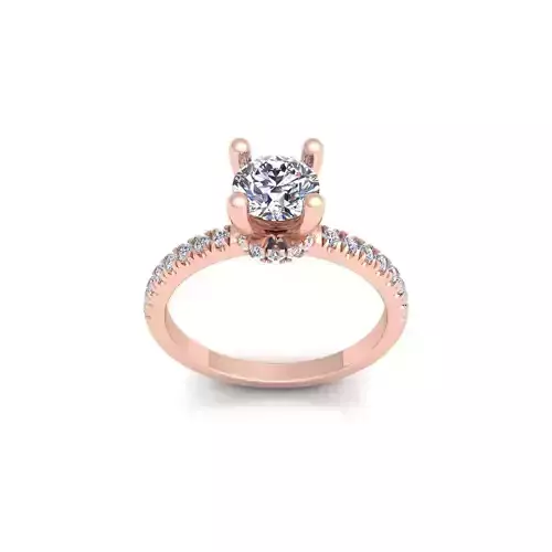 Round Solitaire Engagement Ring 3d Model and Render