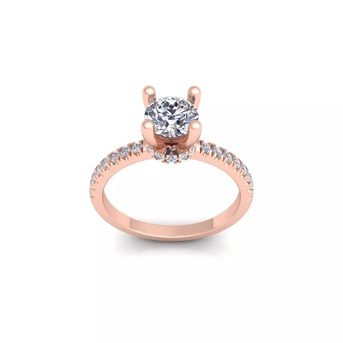 Round Solitaire Engagement Ring 3d Model and Render 3D print model_0