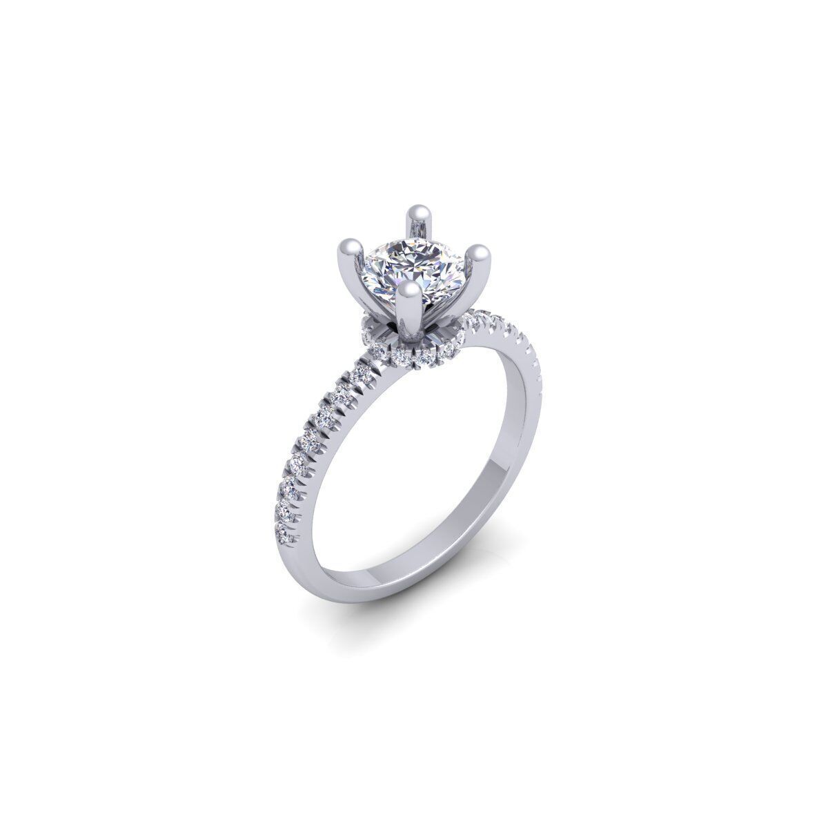 Round Solitaire Engagement Ring 3d Model and Render 3D print model_8