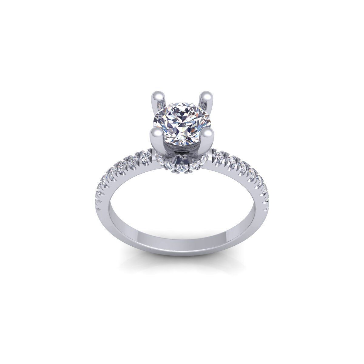 Round Solitaire Engagement Ring 3d Model and Render 3D print model_2