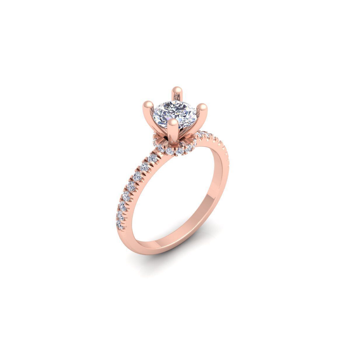 Round Solitaire Engagement Ring 3d Model and Render 3D print model_7