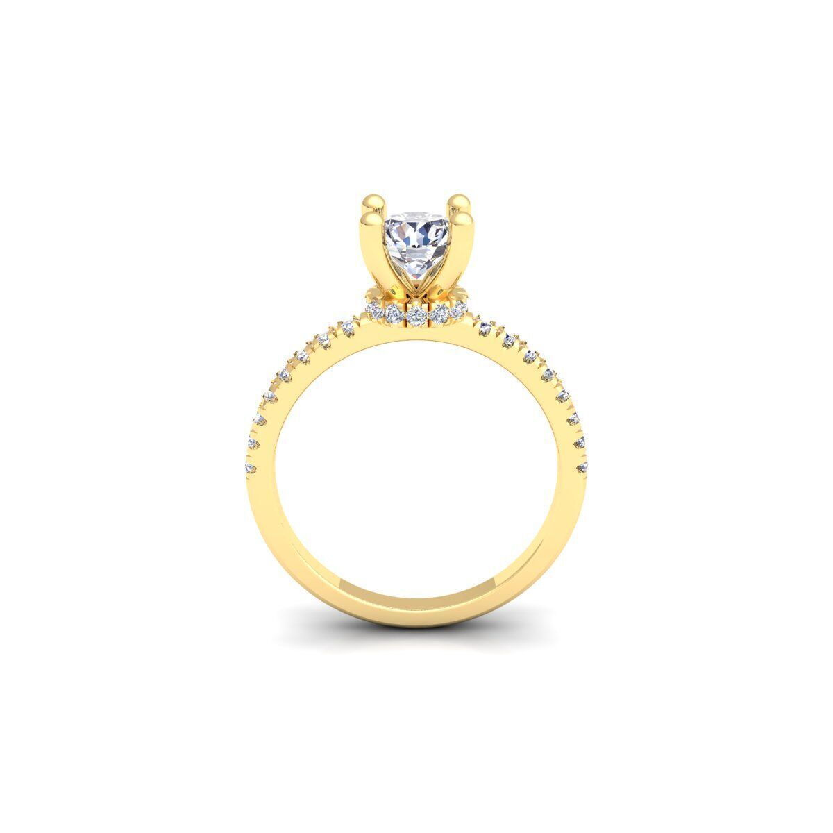 Round Solitaire Engagement Ring 3d Model and Render 3D print model_3