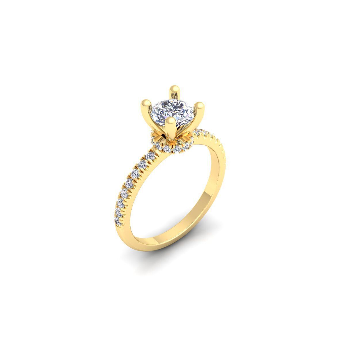 Round Solitaire Engagement Ring 3d Model and Render 3D print model_6