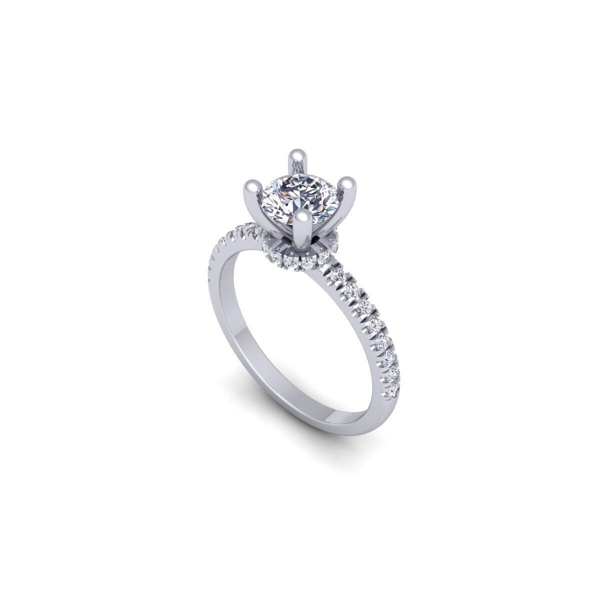 Round Solitaire Engagement Ring 3d Model and Render 3D print model_11