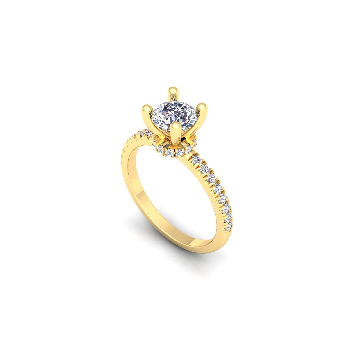 Round Solitaire Engagement Ring 3d Model and Render 3D print model_9