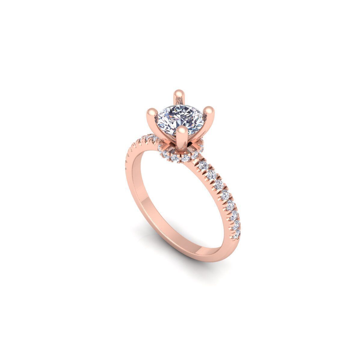 Round Solitaire Engagement Ring 3d Model and Render 3D print model_10
