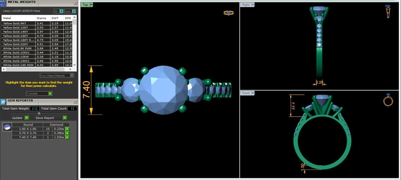 3 Stone Diamond Engagement Ring 3d Model and Render 3D print model_12