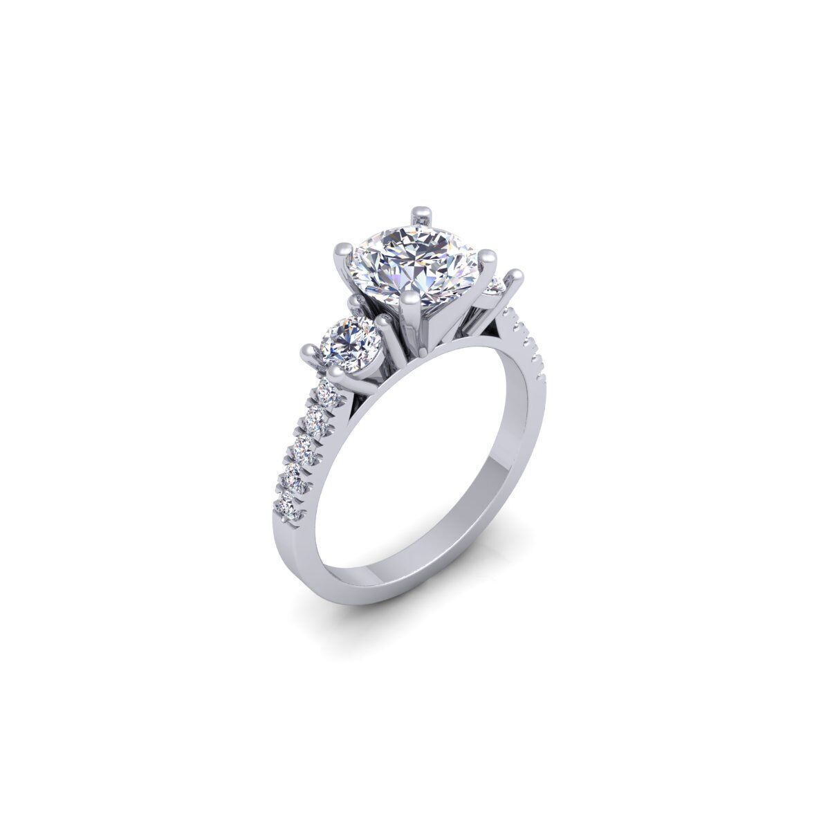 3 Stone Diamond Engagement Ring 3d Model and Render 3D print model_8